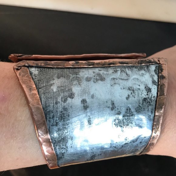 Conceptual Subculture Jewelry - Copper Aluminum Cuff Bracelet Small Medium Silver Wide Rustic Boho Statement